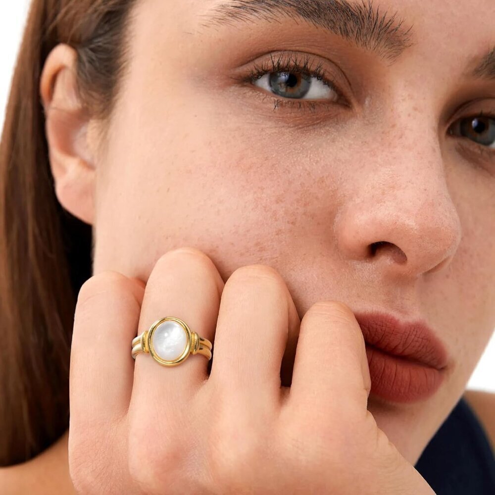 Gold Ring Women Chic Non Tarnish Chunky Jewelry Gift Stainless Steel 7 - Picture 2 of 9